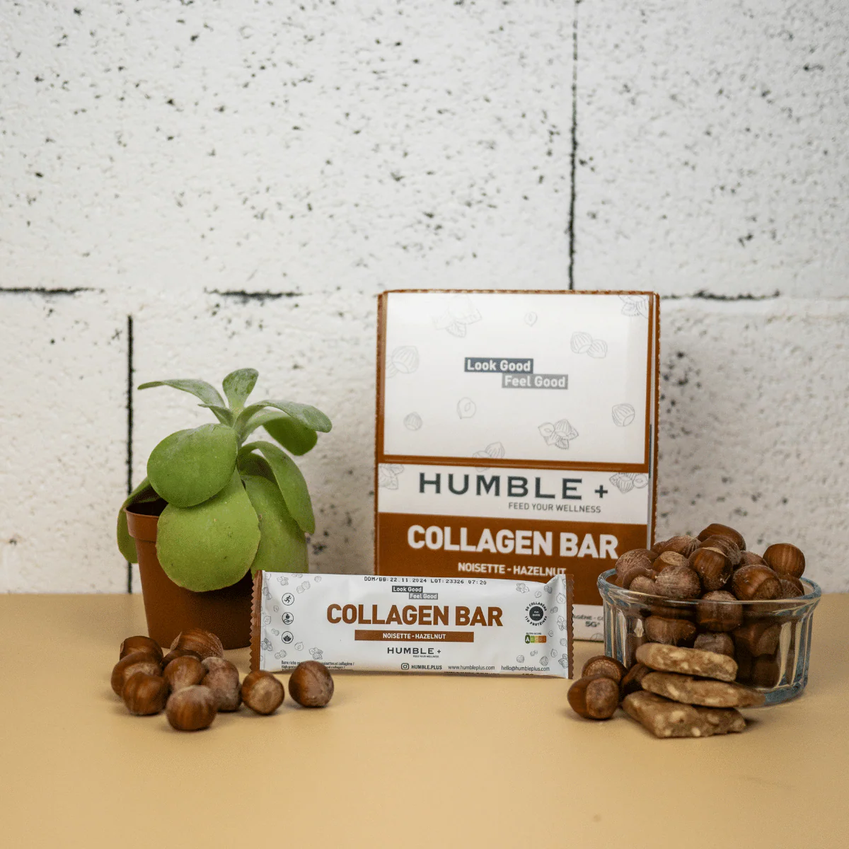 HUMBLE+ Barre Protéine + Collagène – Saveur Noisette