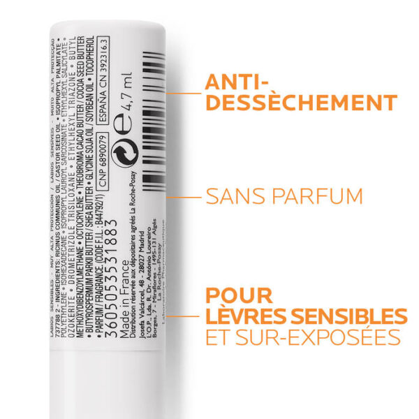 LA ROCHE POSAY ANTHELIOS Crème Solaire en Stick Lèvres SPF50+ Avec Parfum