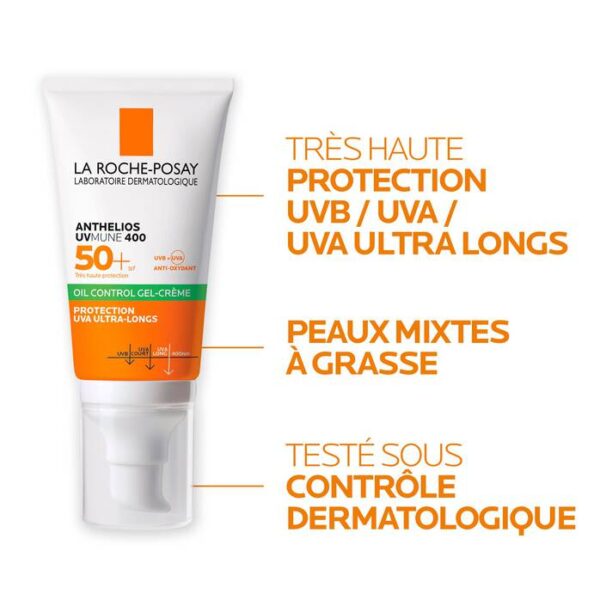 LA ROCHE POSAY ANTHELIOS UVMUNE 400 Crème Solaire Visage Gel-crème avec Parfum SPF50+ 50ml