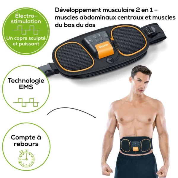 BEURER EM39 2 en 1 Ceinture de musculation abdominale