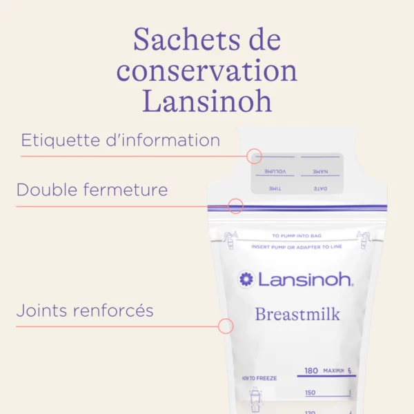 LANSINOH Sachet de Conservation de Lait Maternel – 25 sachets
