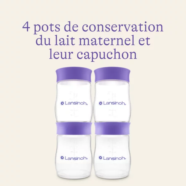 LANSINOH Pots de Conservation de Lait Maternel 4x160ml