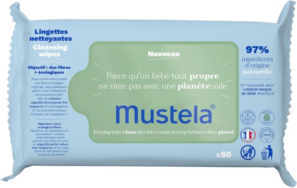 MUSTELA Lingettes nettoyantes à l’avocat Bio – 60 lingettes
