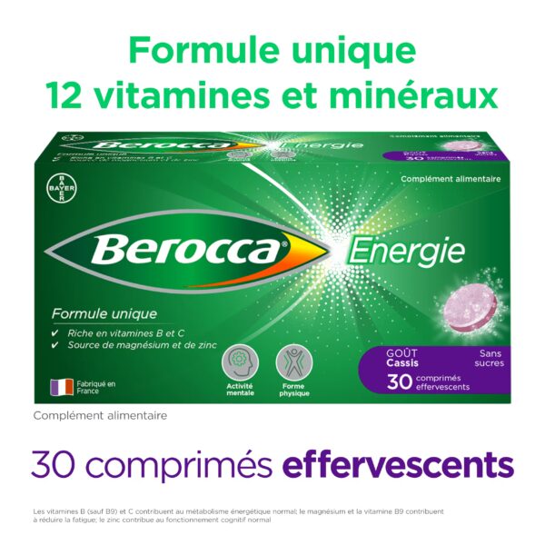 BEROCCA Energie Effervescent Cassis – 30 comprimés