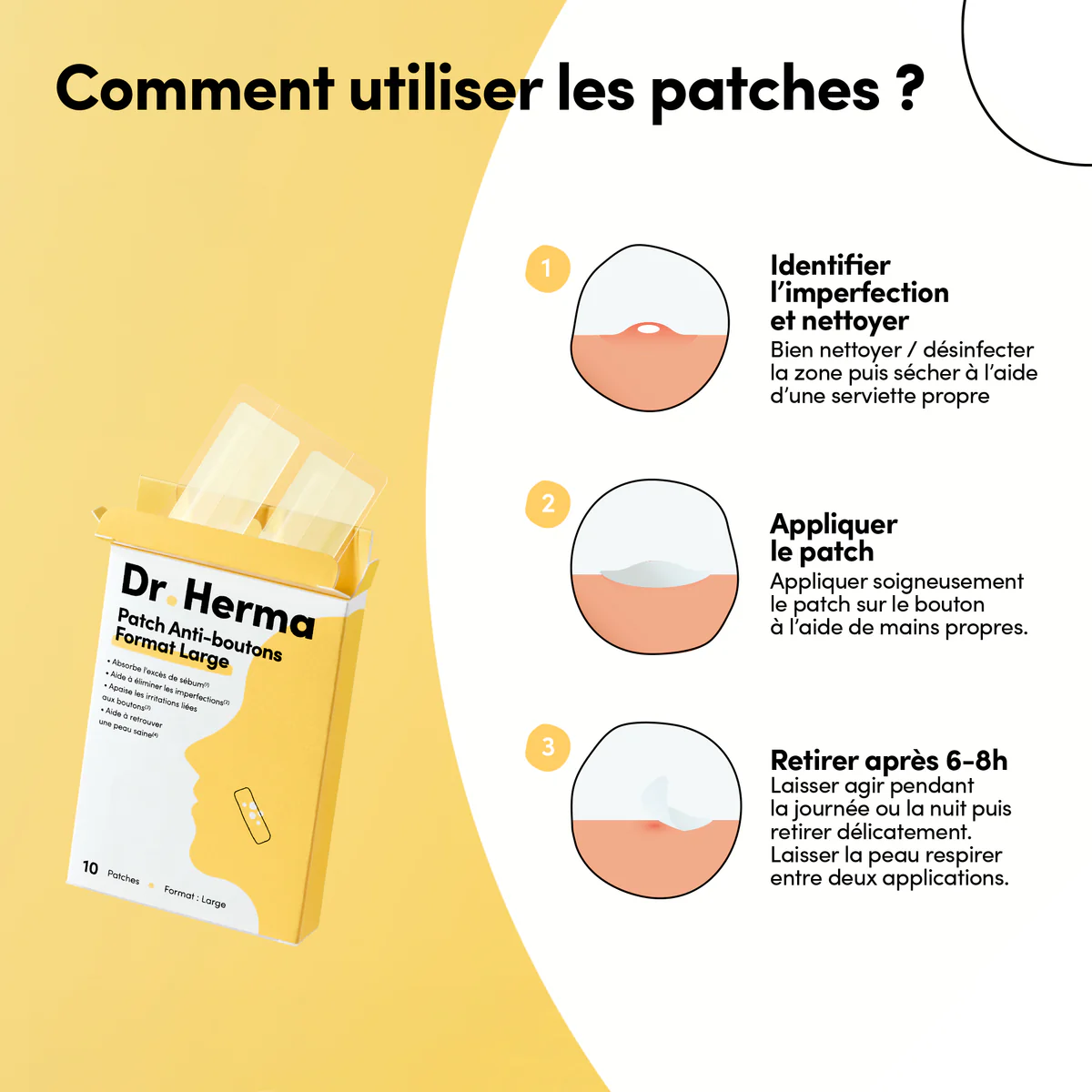 DR. HERMA Patchs Anti-Boutons Format Large – 10 patches