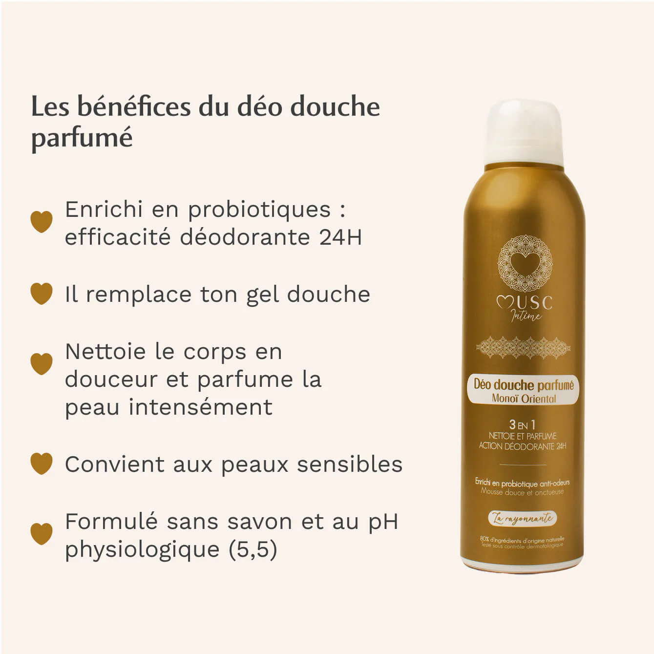 MUSC INTIME Déo Douche Parfumé Monoï Oriental – La Rayonnante 200ml