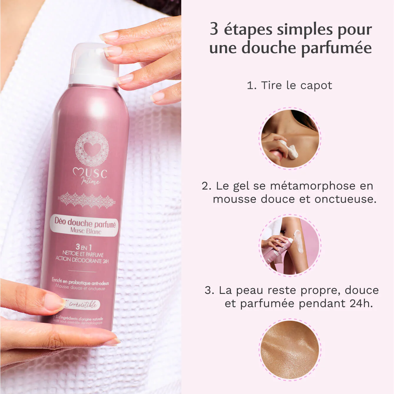 MUSC INTIME Déo Douche Parfumé Musc Blanc – L’Irrésistible 200ml