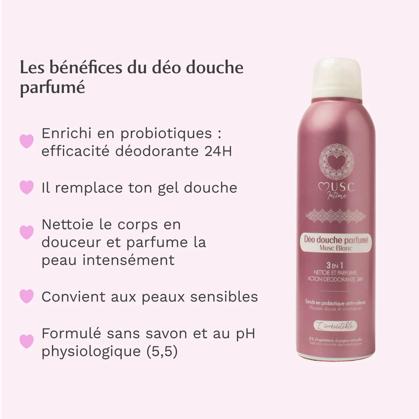 MUSC INTIME Déo Douche Parfumé Musc Blanc – L’Irrésistible 200ml