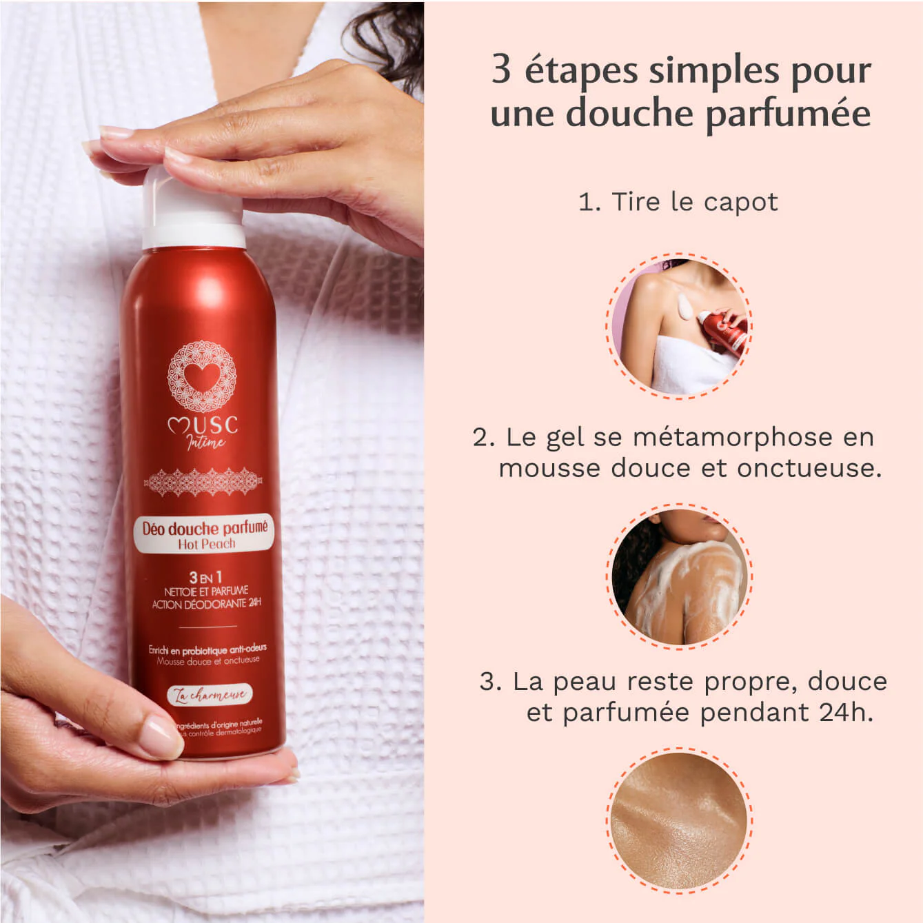 MUSC INTIME Déo Douche Parfumé Hot Peach – La Charmeuse 200ml