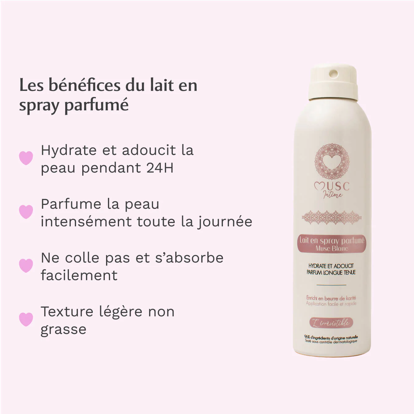 MUSC INTIME Lait en Spray Parfumé Musc Blanc – L’Irrésistible 200ml