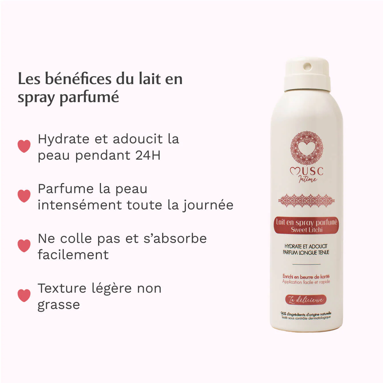 MUSC INTIME Lait en Spray Parfumé Sweet Litchi – La Délicieuse 200ml