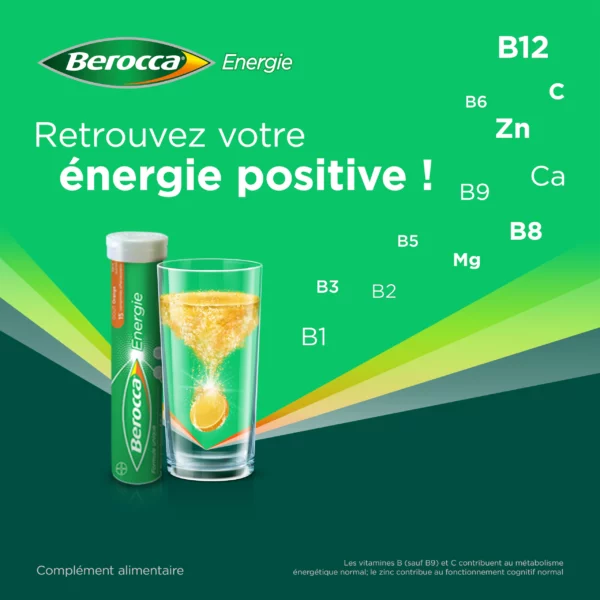 BEROCCA Energie Effervescent Orange – 60 comprimés