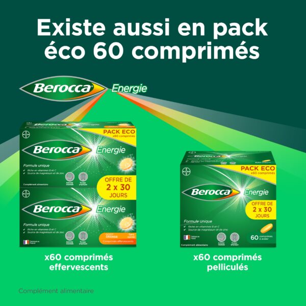 BEROCCA Energie Effervescent Orange – 60 comprimés