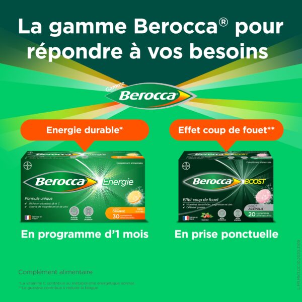 BEROCCA Energie Effervescent Orange – 60 comprimés