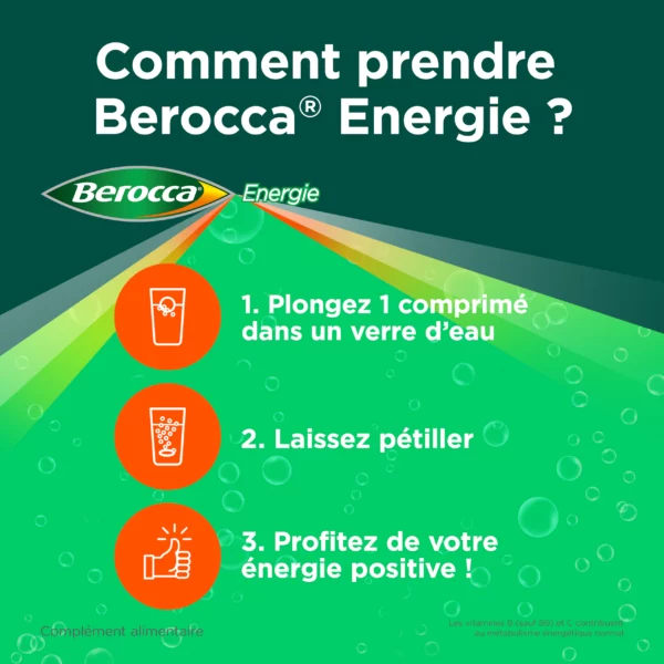 BEROCCA Energie Effervescent Orange – 60 comprimés