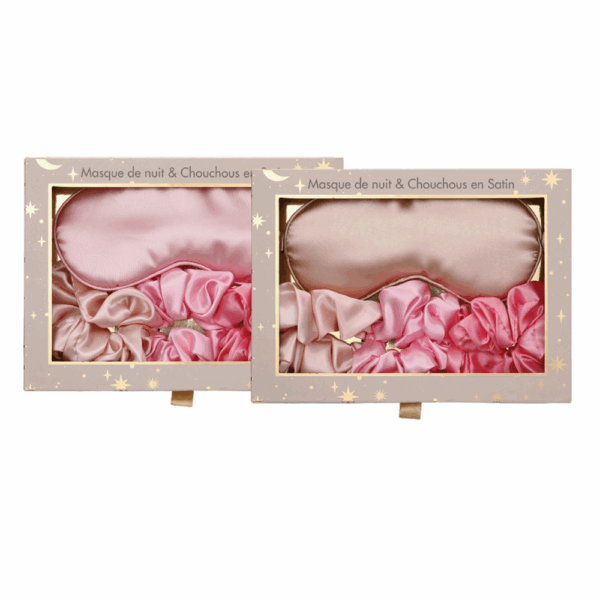 Set Masque de Nuit Satin + 3 Chouchous Satin – Rose