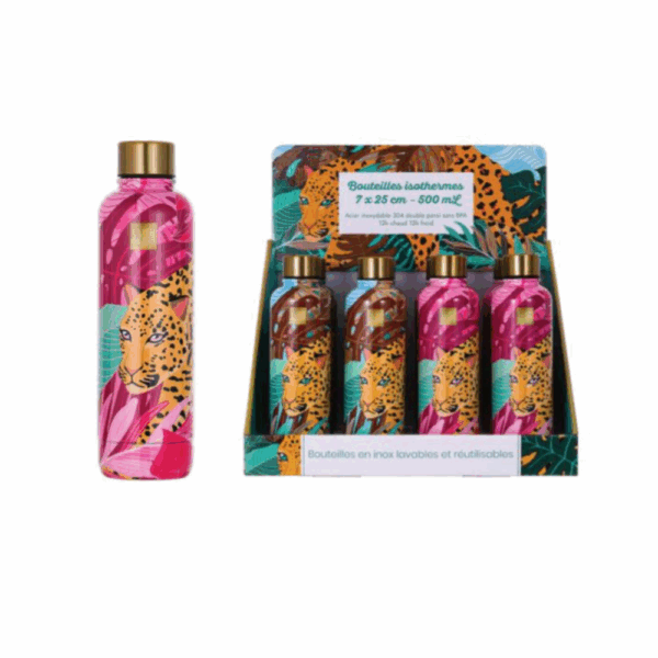 Bouteille Isotherme Léopard Rose – 500ml
