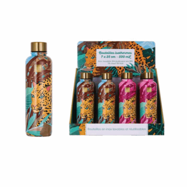 Bouteille Isotherme Léopard Bleu – 500ml