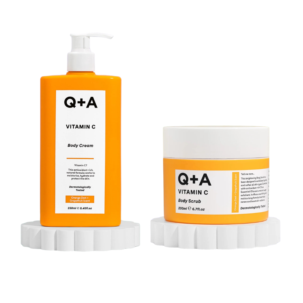 Q+A Duo Vitamine C Corps Crème + Exfoliant