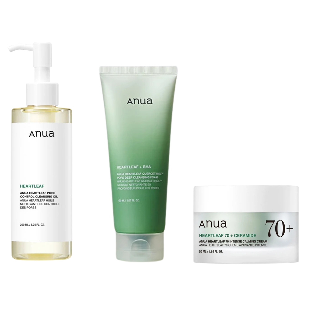 ANUA Trio Heartleaf Quercetinol : Huile + Nettoyant + Crème