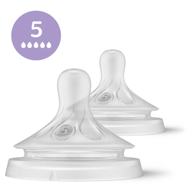 AVENT Lot de 2 tétines Natural Response – Débit 5 – Extra Rapide