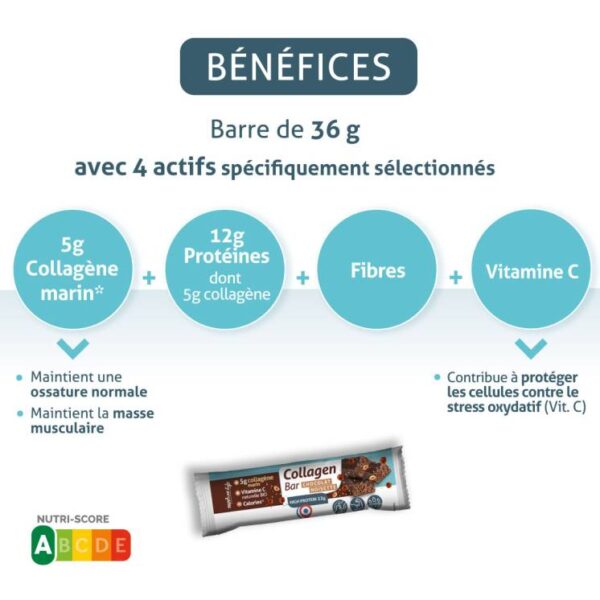 NUVILINE Barre Collagène Marin – Chocolat & Noisette – A l’unité