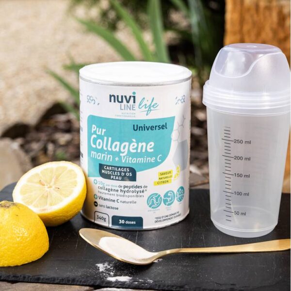 NUVILINE Collagène Marin Pur & Vitamine C Bio – Anti-Oxydant – Goût Citron 340g