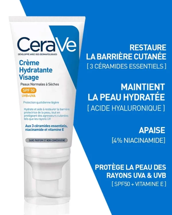 CERAVE Crème Hydratante Visage SPF50 52ml