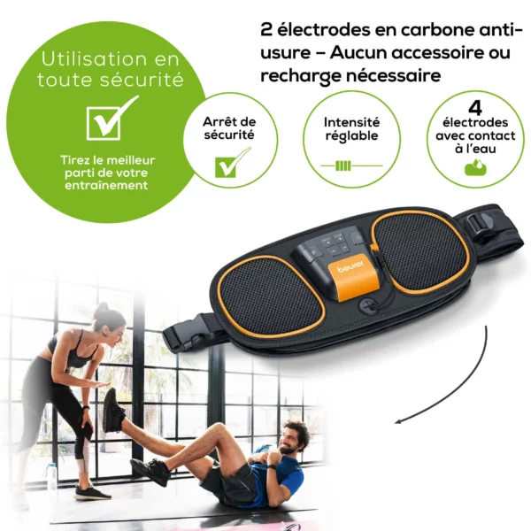 BEURER EM39 2 en 1 Ceinture de musculation abdominale