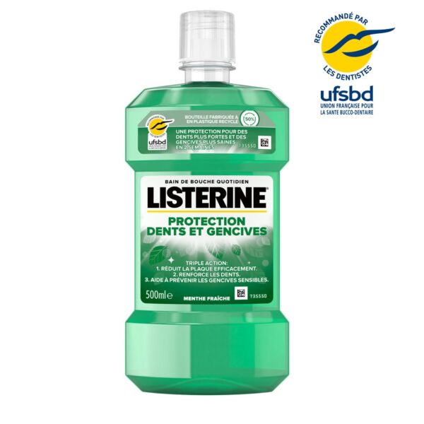 LISTERINE Bain de bouche Protection Dents et Gencives 500ml