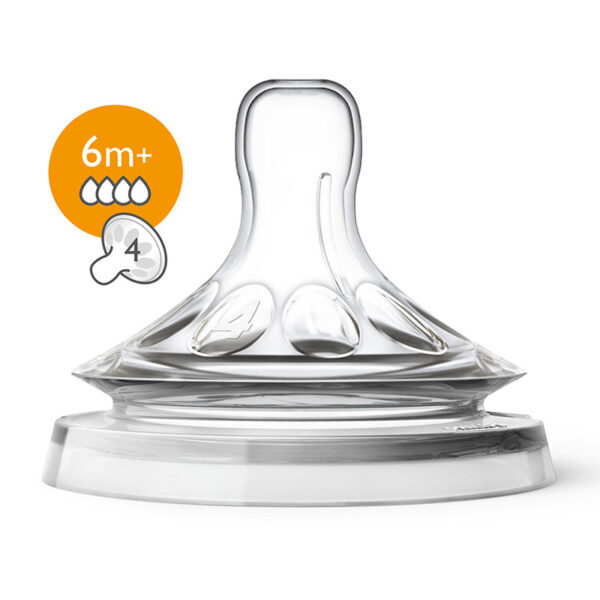 AVENT Tétine 4 trous à débit rapide +6mois x2