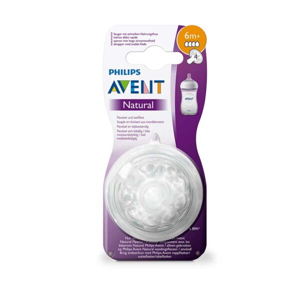 AVENT Tétine 4 trous à débit rapide +6mois x2