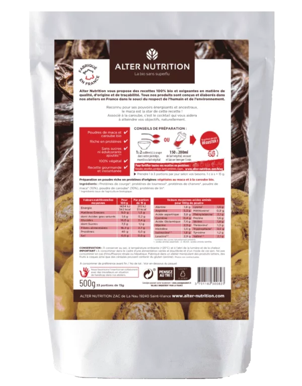 ALTER NUTRITION Protéines Mix Vegan Maca Caroube 200g