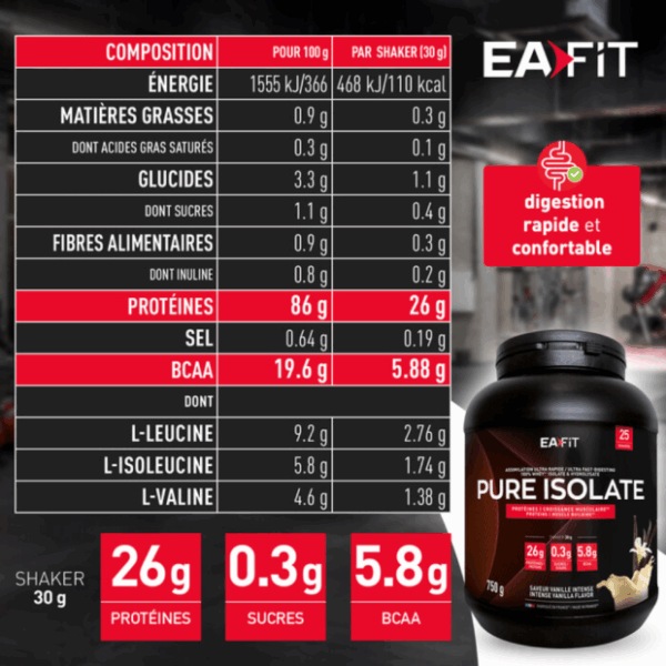 EAFIT Pure Isolate Vanille 750g
